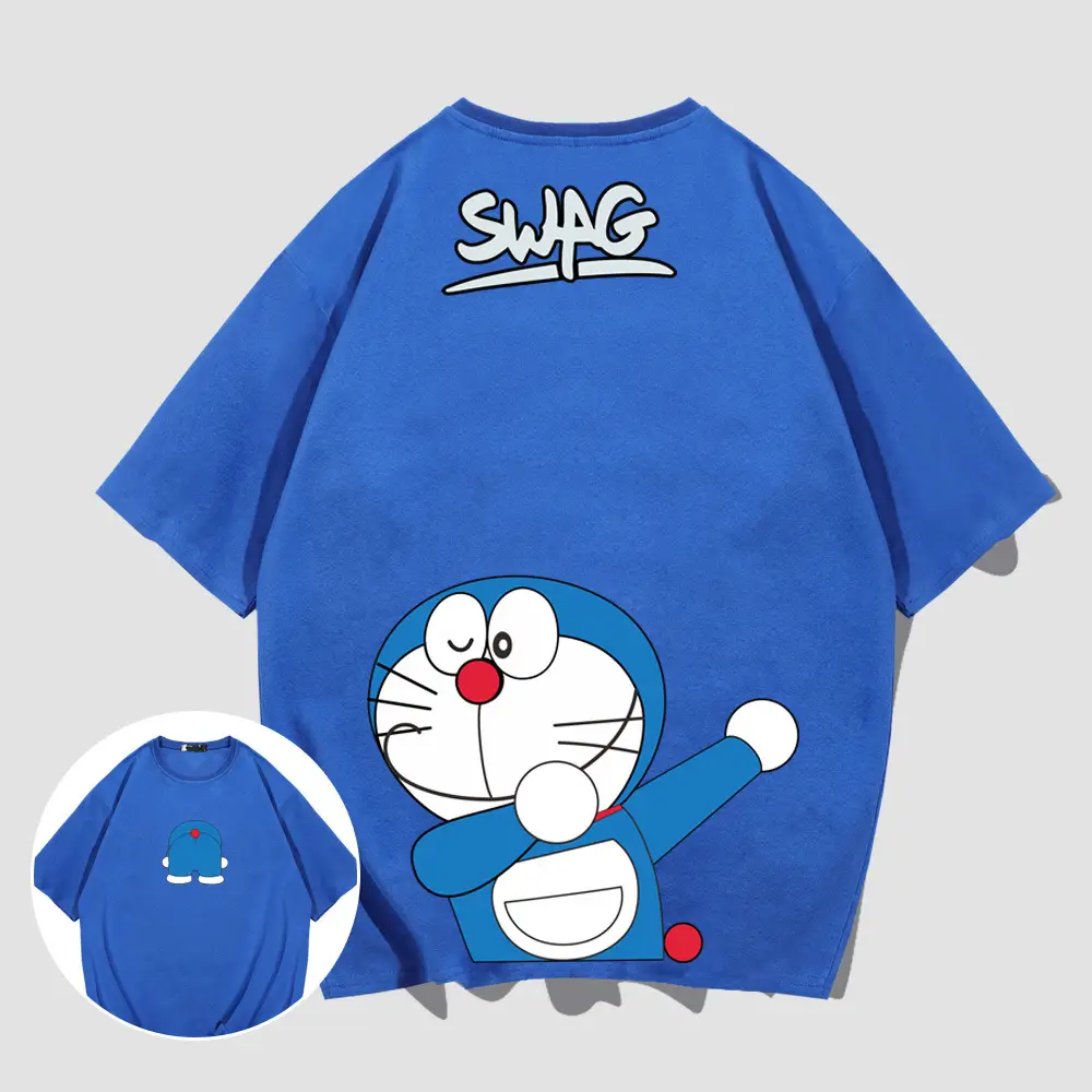 Doraemon Anime T-Shirt Red Short Sleeve Men Women - Image 5