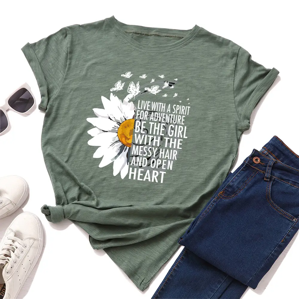 Women Sunflower Graphic T-Shirt Grey Loose Fit