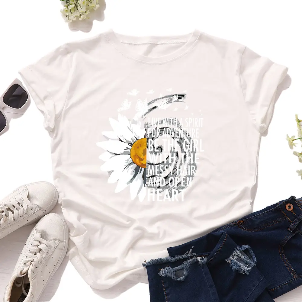 Women Sunflower Graphic T-Shirt Grey Loose Fit