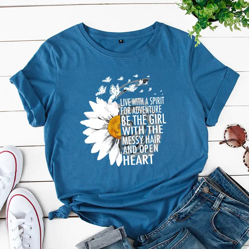 Women Sunflower Graphic T-Shirt Grey Loose Fit