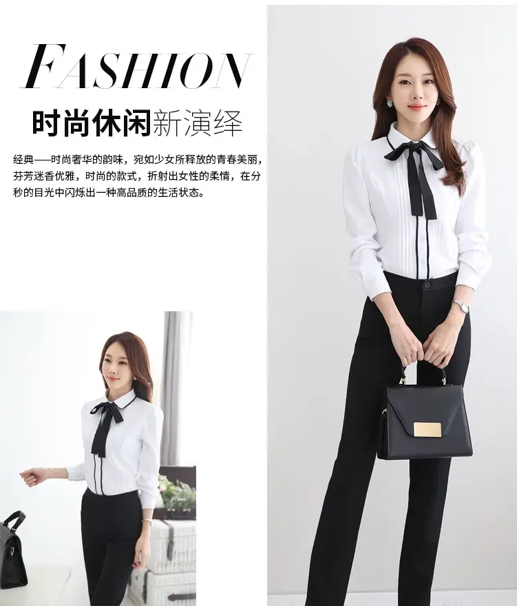Korean Style White Long Sleeve Doll Collar Shirt for Women — feature 2