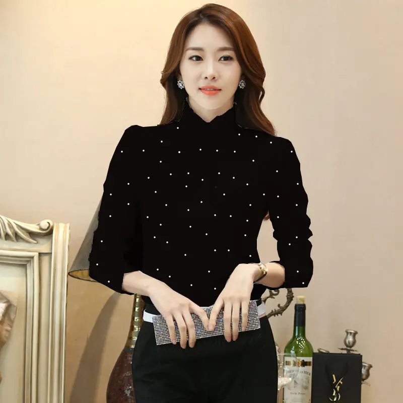 2023 White Lotus Leaf Lace Chiffon Shirt Women - Image 5