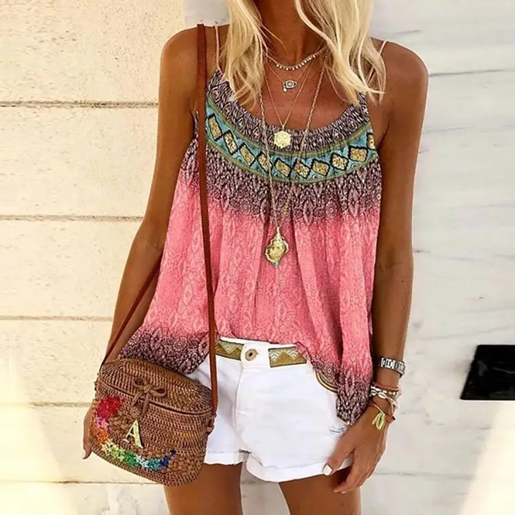 2024 Women's Summer Printed Camisole Top with Colorful Gradient - Image 5