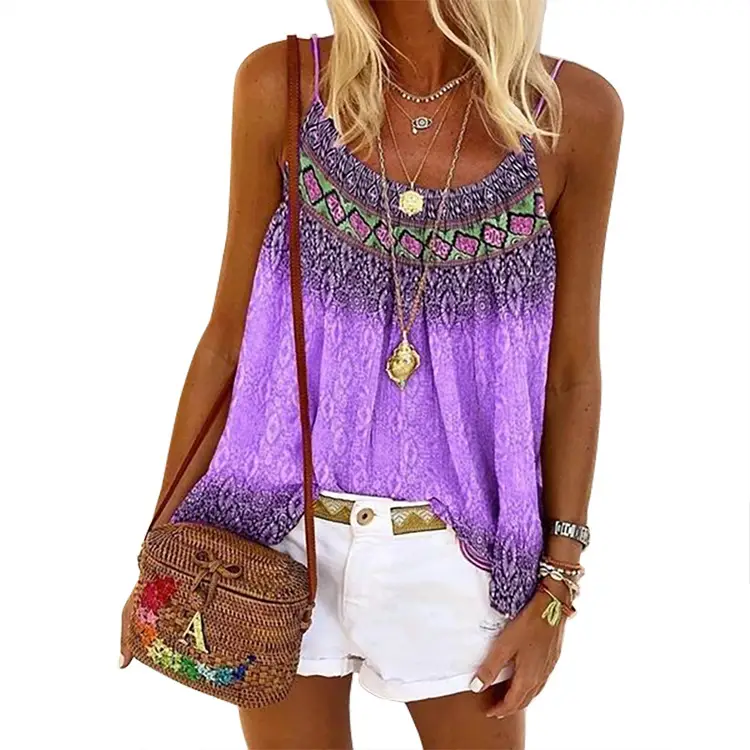 2024 Women's Summer Printed Camisole Top with Colorful Gradient - Image 7