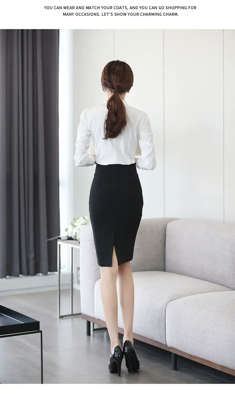 White Long-Sleeved Korean Style Chiffon Shirt for Women — feature 12