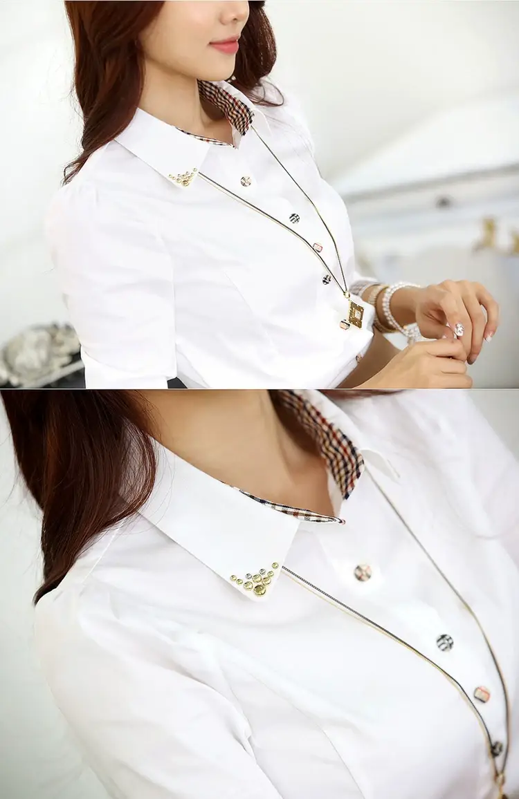 Korean Style Women's White Chiffon Shirt Large — feature 11