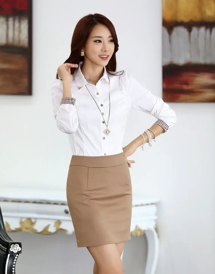 Korean Style Women's White Chiffon Shirt Large — feature 9