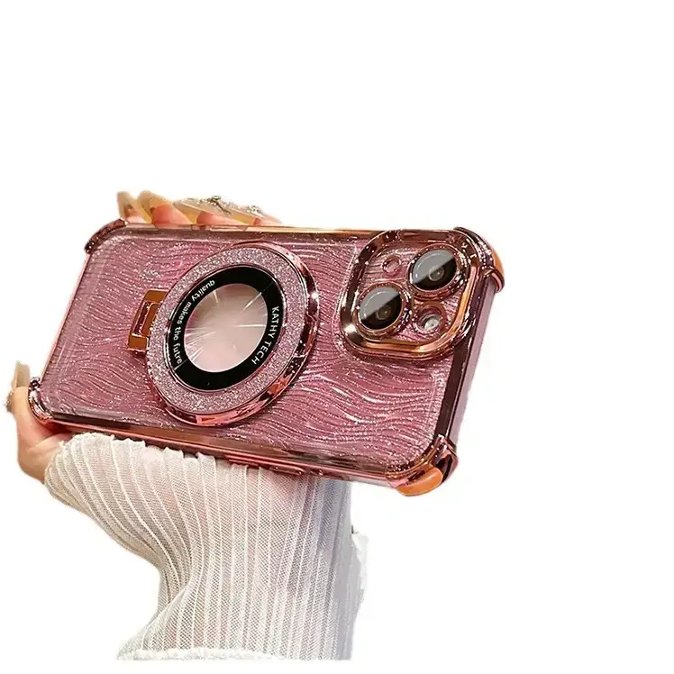 Electroplated Magnetic Phone Case with Stand for iPhone 16 Pro Max - Image 13