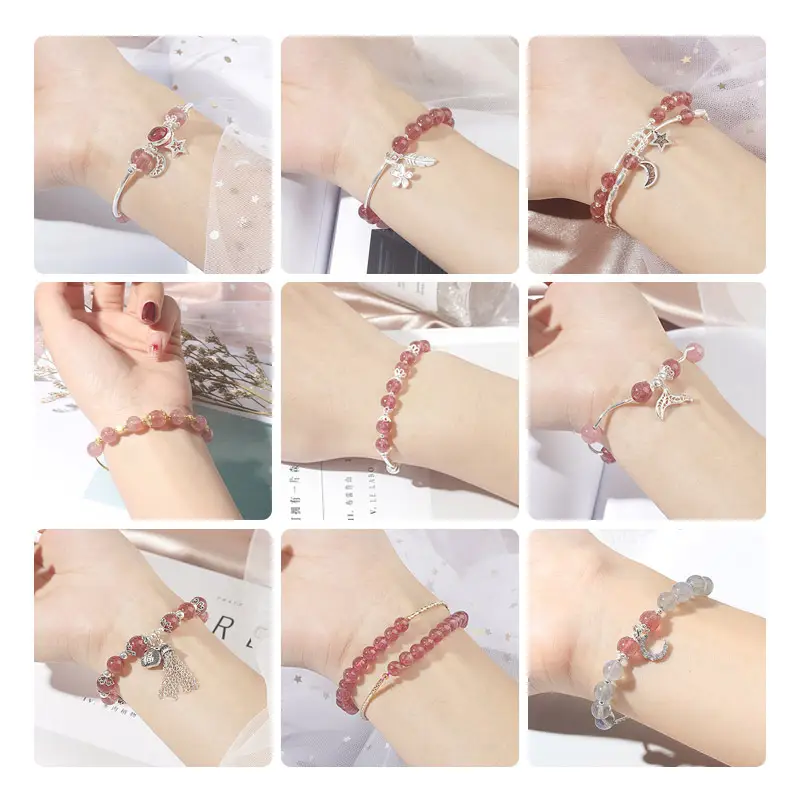 Fresh Pink Korean Style Crystal Bracelet for Women