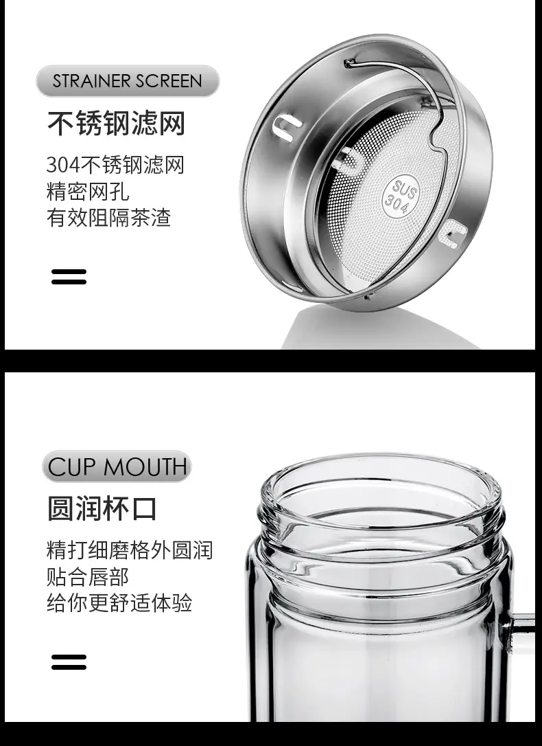 Double Glass Bubble Cup High Temp Glass Cup Wholesale — feature 12
