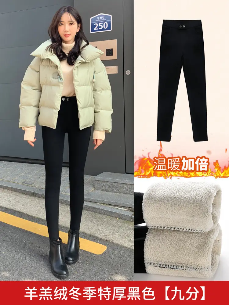 Women Fleece Lined Black Tight Waist Pants 2025 - Image 18