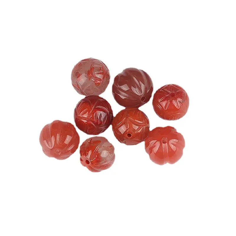 Natural South Red Agate Scattered Beads Carved Lotus Beads - Image 5