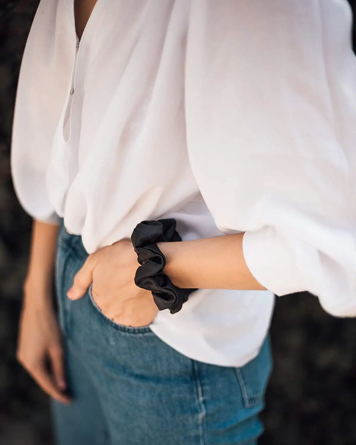 Shiny 22mm Silk Hair Scrunchie Large — feature 9