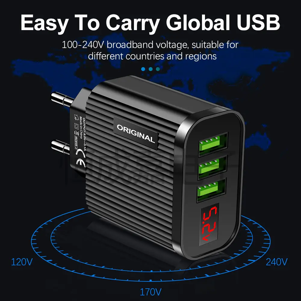 5V3.1A USB Charger with Digital Display - Image 2