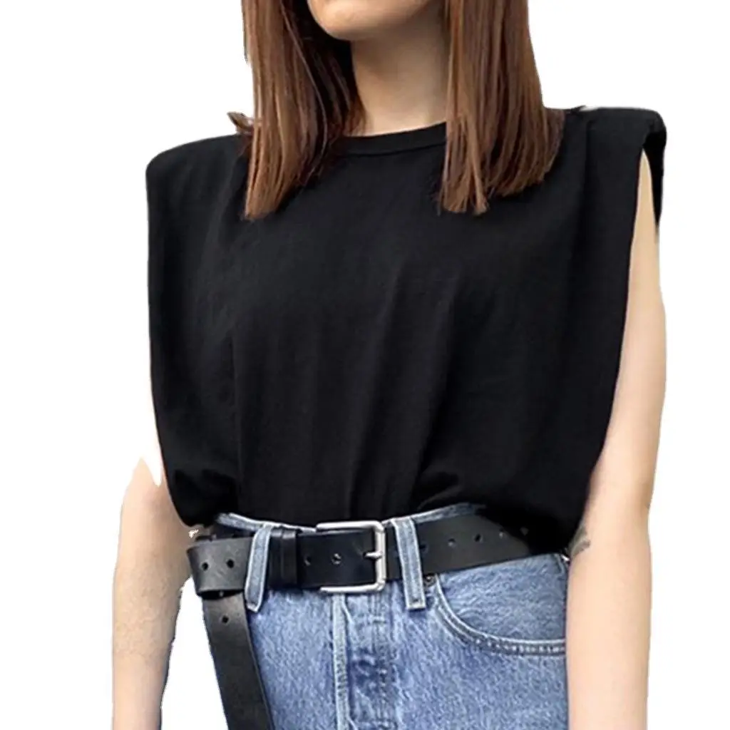 2020 Sleeveless Women's Black Vest Pure Color Knitted - Image 6