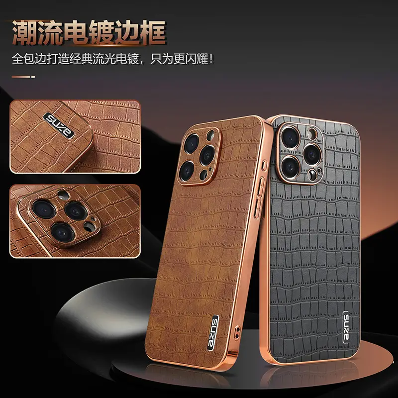 Apple iPhone 17 Pro Max Croc Leather Mobile Case - Image 7