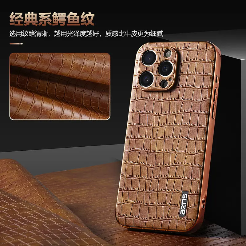 Apple iPhone 17 Pro Max Croc Leather Mobile Case - Image 8