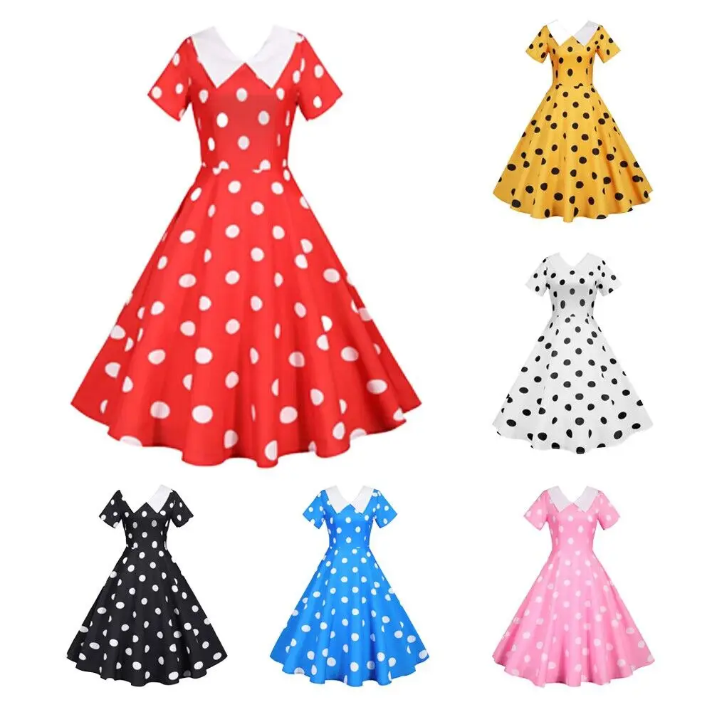Factory Supply 2022 Hot V-Neck Polka Dot Party Dress - Image 7