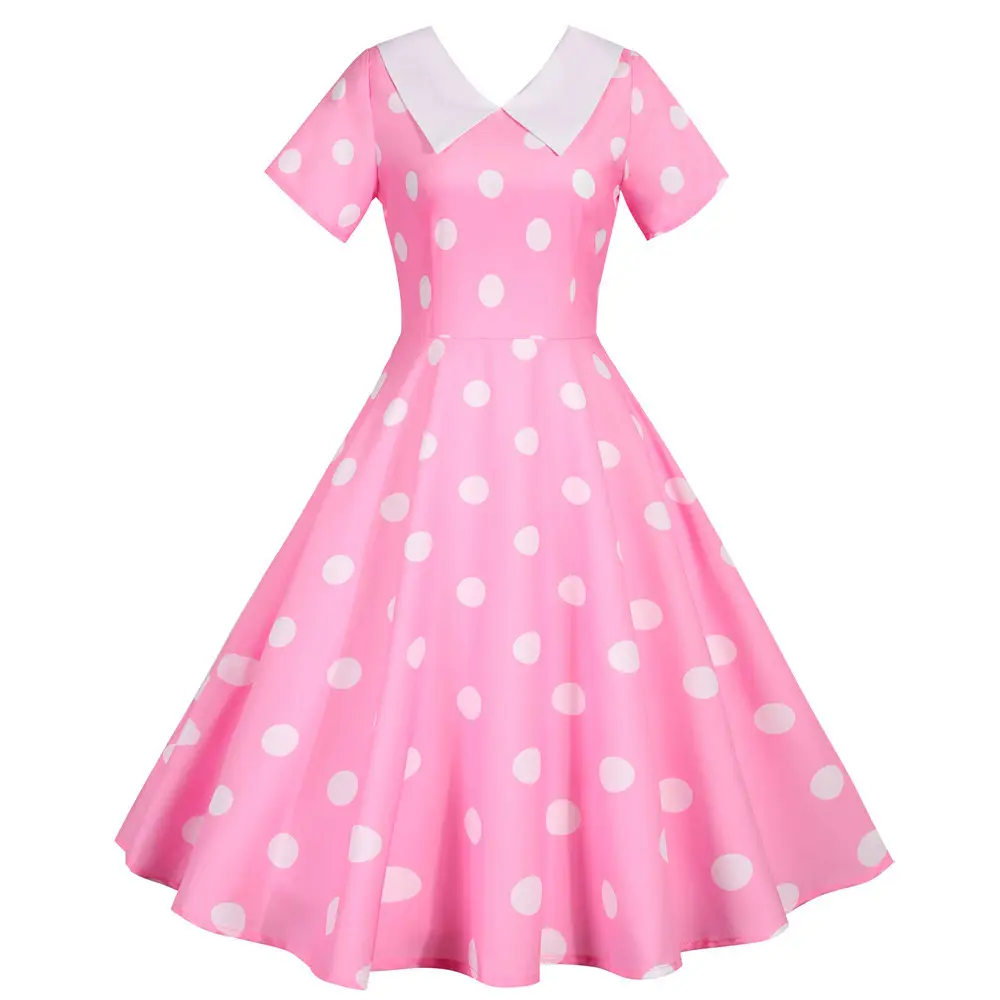 Factory Supply 2022 Hot V-Neck Polka Dot Party Dress - Image 10