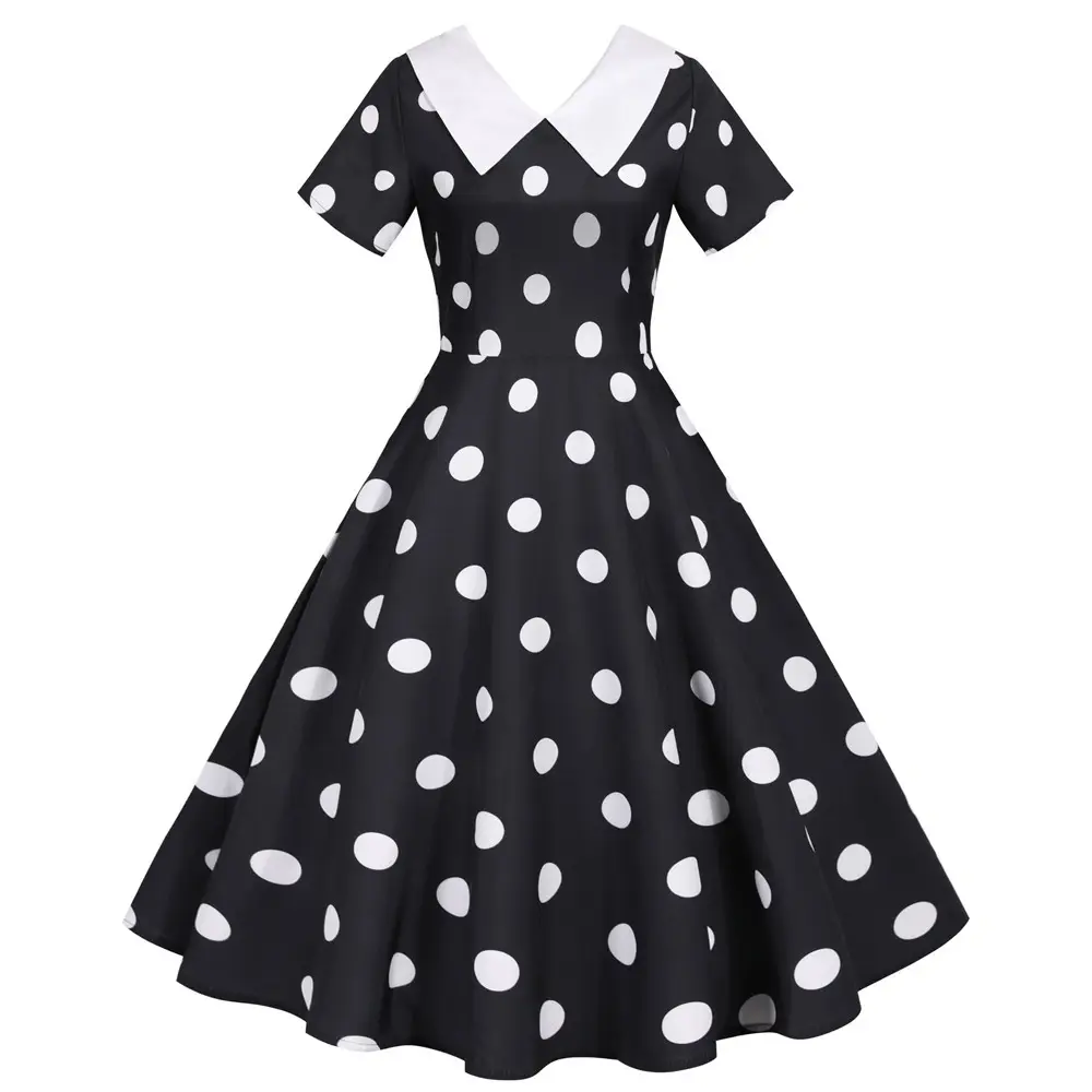 Factory Supply 2022 Hot V-Neck Polka Dot Party Dress - Image 2