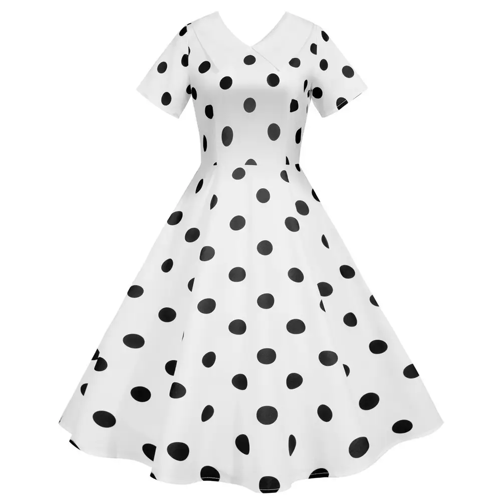 Factory Supply 2022 Hot V-Neck Polka Dot Party Dress - Image 3