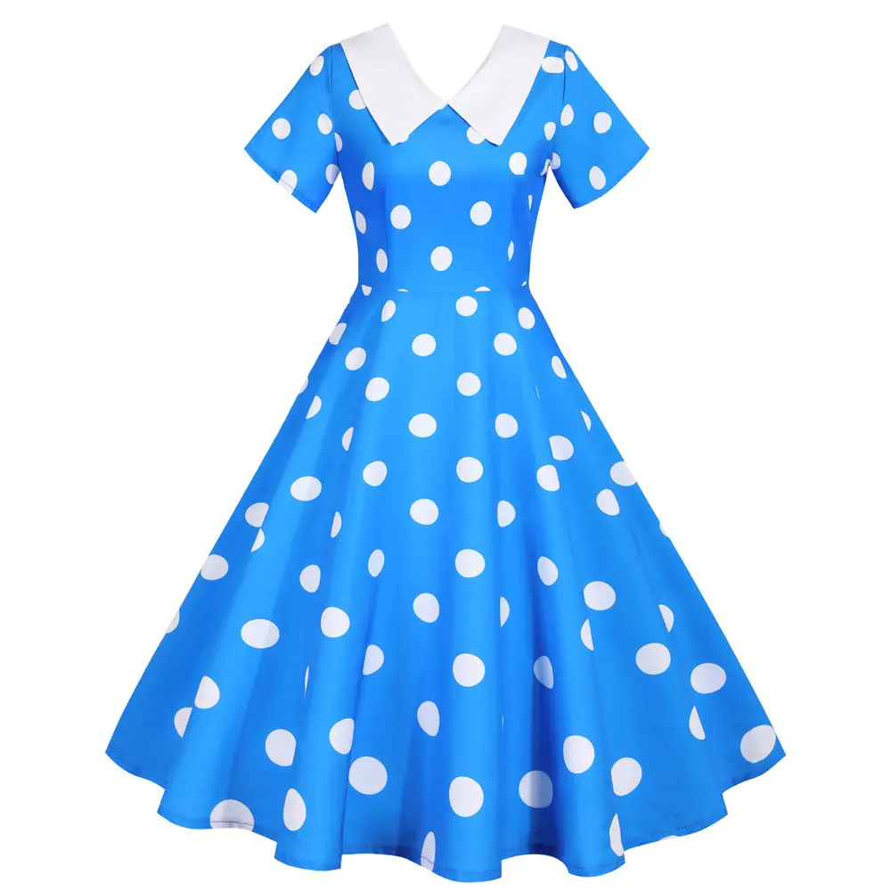 Factory Supply 2022 Hot V-Neck Polka Dot Party Dress - Image 5