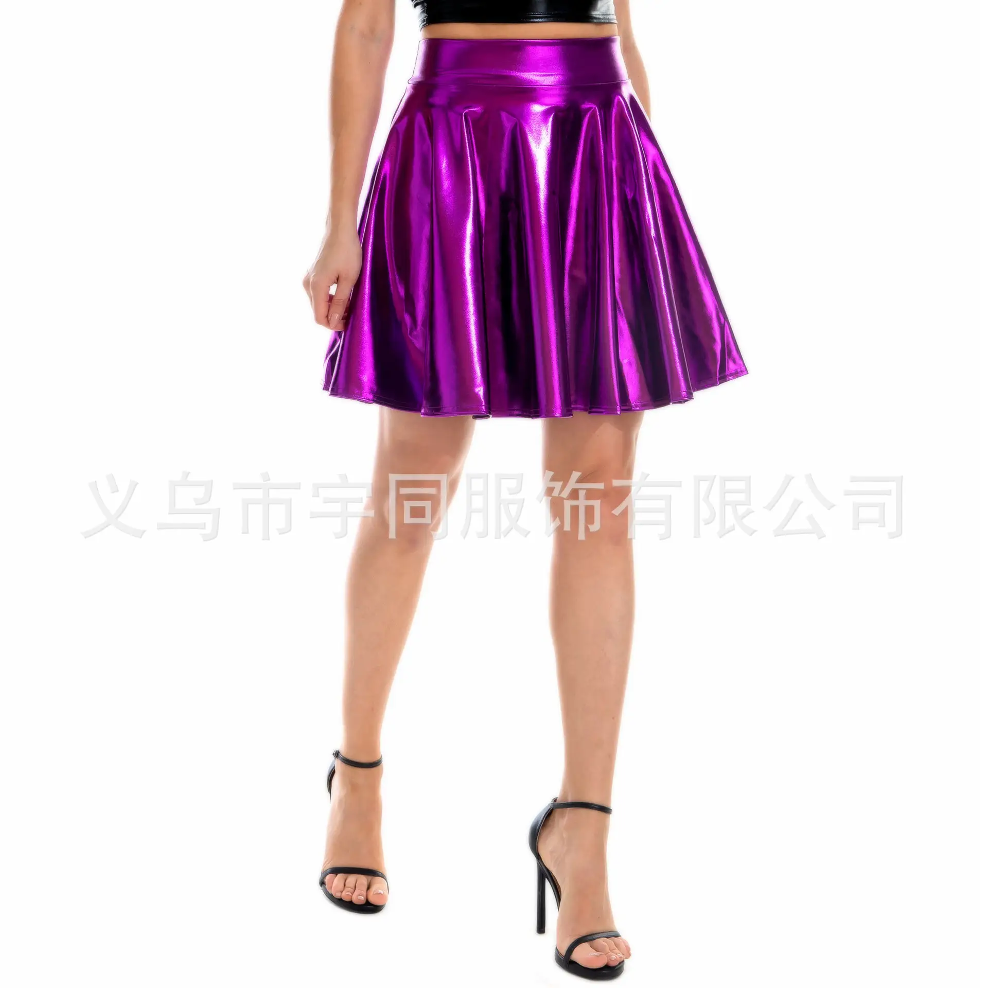 Pink Pleated Swing Skirt for Women Large Size - Image 2