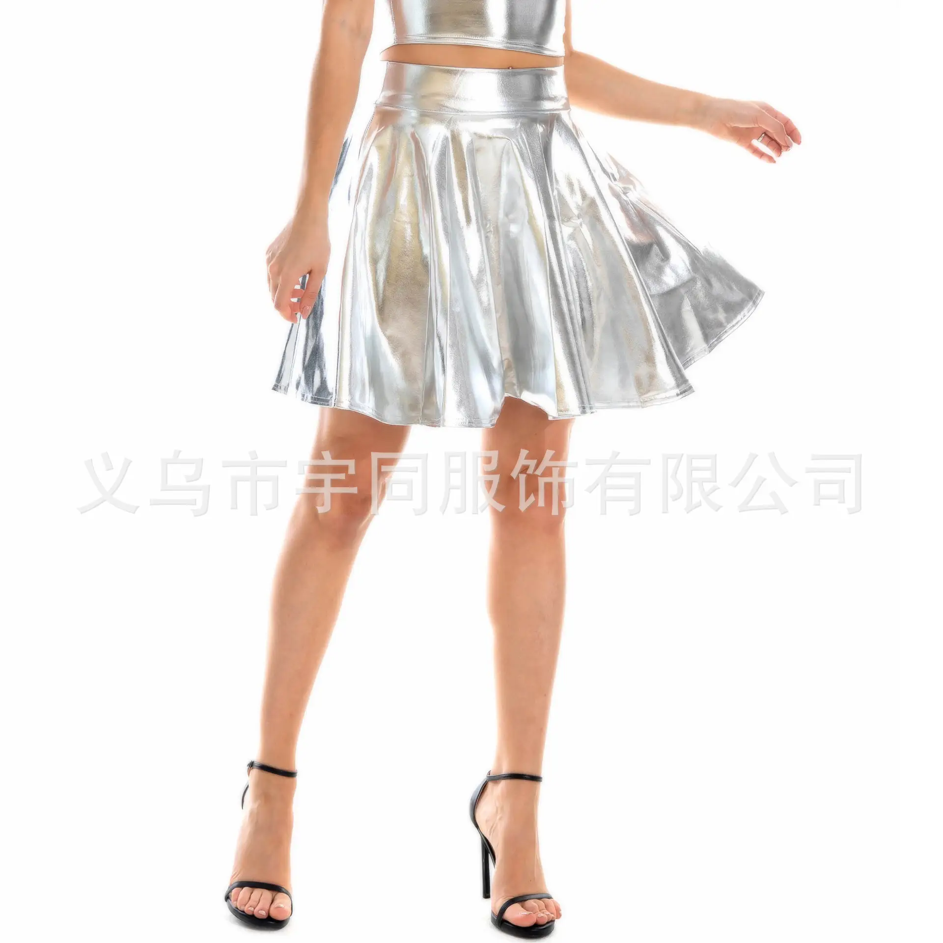 Pink Pleated Swing Skirt for Women Large Size - Image 10
