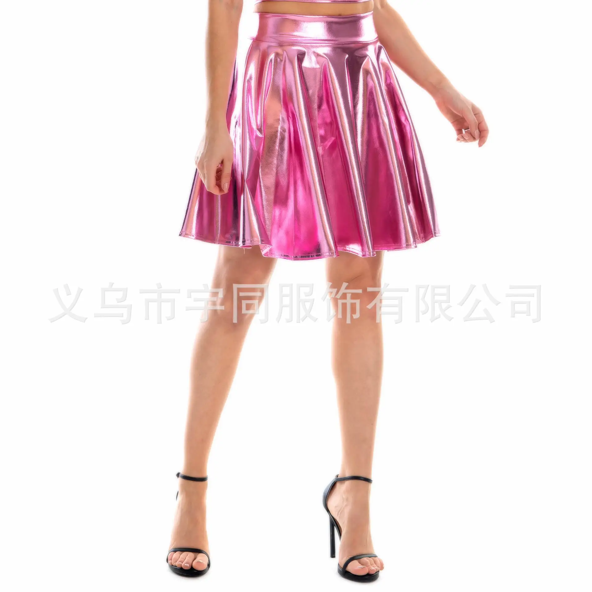 Pink Pleated Swing Skirt for Women Large Size - Image 9