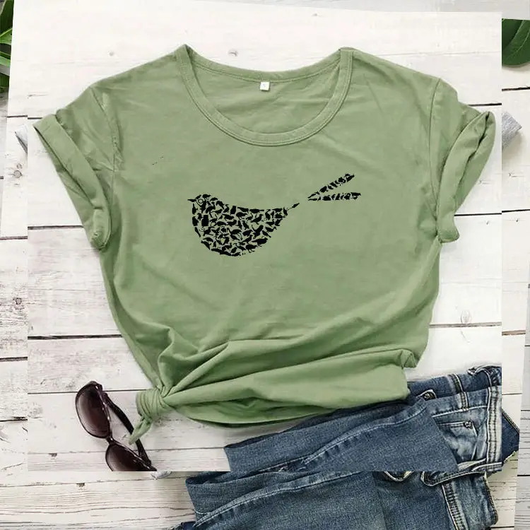 Yellow Butterfly Print T-Shirt Short Sleeve