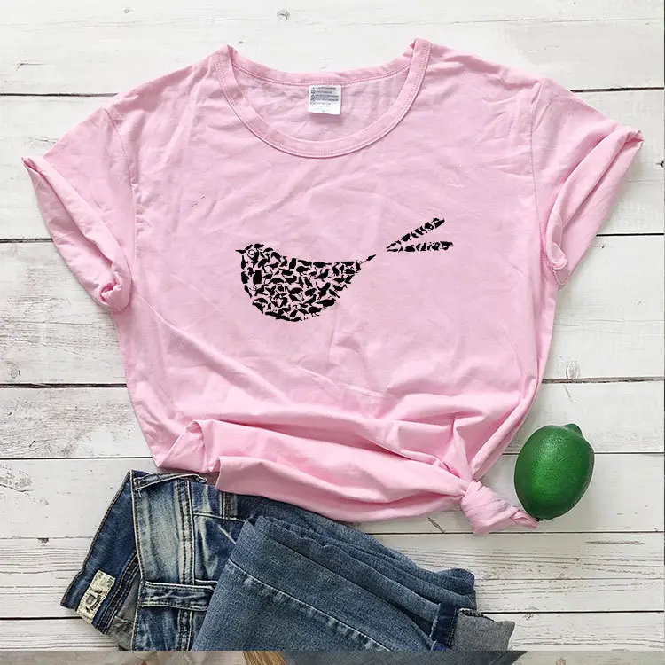 Yellow Butterfly Print T-Shirt Short Sleeve