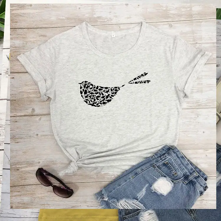 Yellow Butterfly Print T-Shirt Short Sleeve