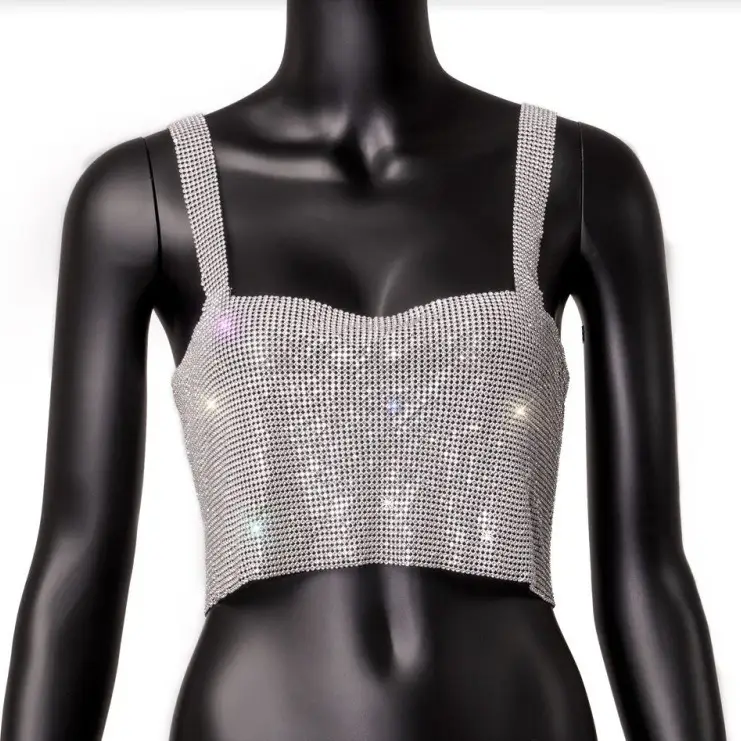 Green Rhinestone Backless Top for Women - Image 16