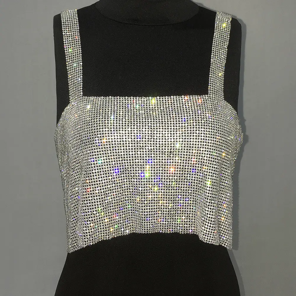 Green Rhinestone Backless Top for Women - Image 11