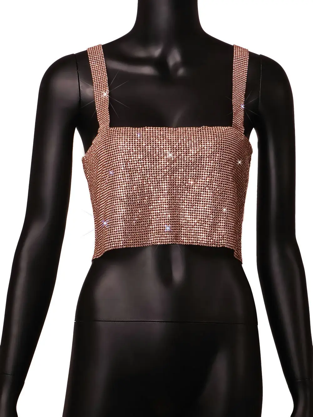 Green Rhinestone Backless Top for Women - Image 9