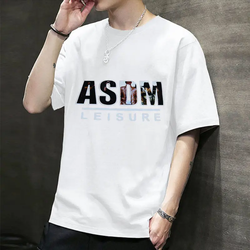 Men Korean Style Black T-Shirt Super Hot Print Loose Fit