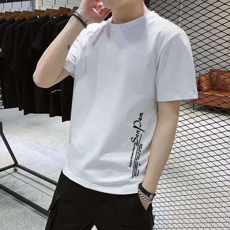 Men Korean Style Black T-Shirt Super Hot Print Loose Fit