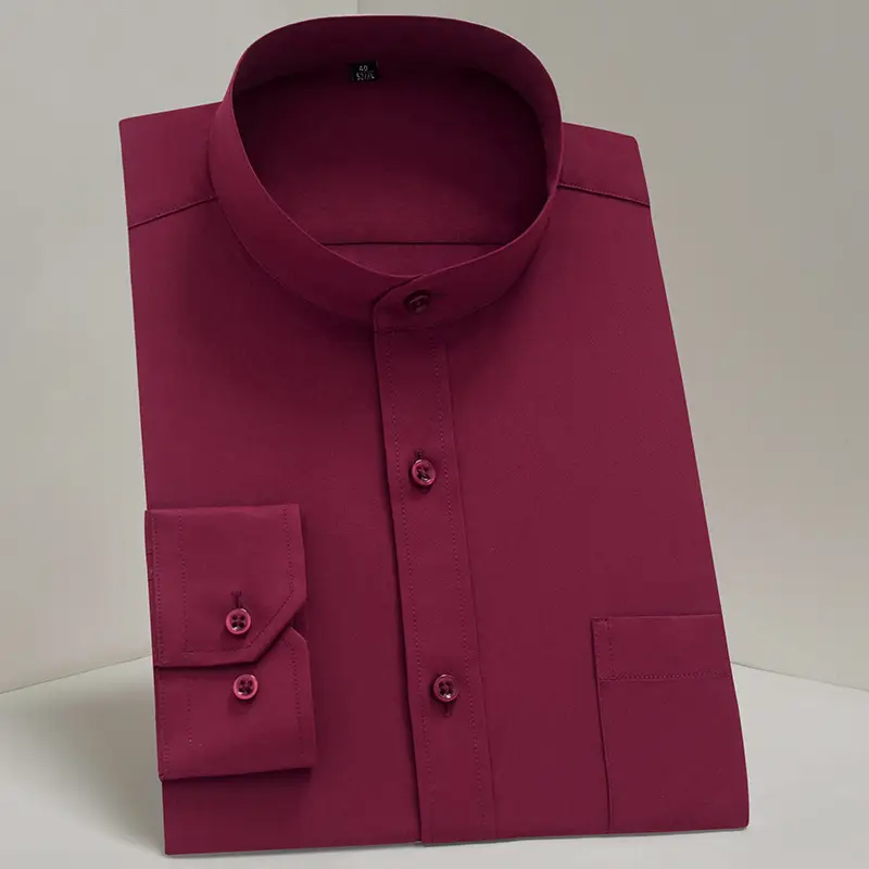 Men's Long Sleeve Black Formal Shirt Zhongshan Style