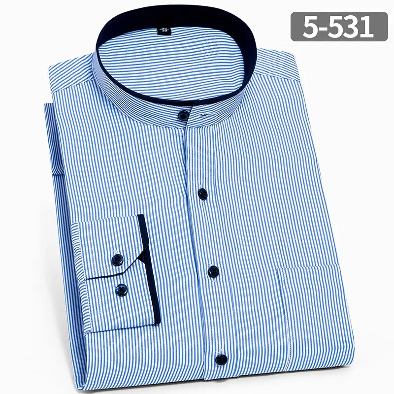 Men's Long Sleeve Black Formal Shirt Zhongshan Style