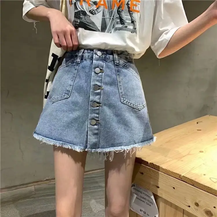 Women High Waist Denim A-Line Skirt Set - Image 5