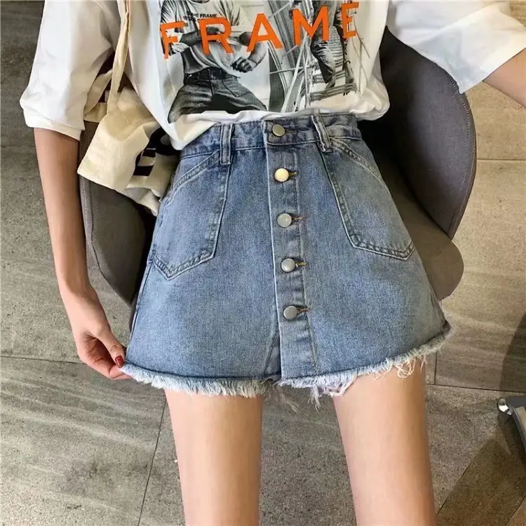 Women High Waist Denim A-Line Skirt Set — feature 11