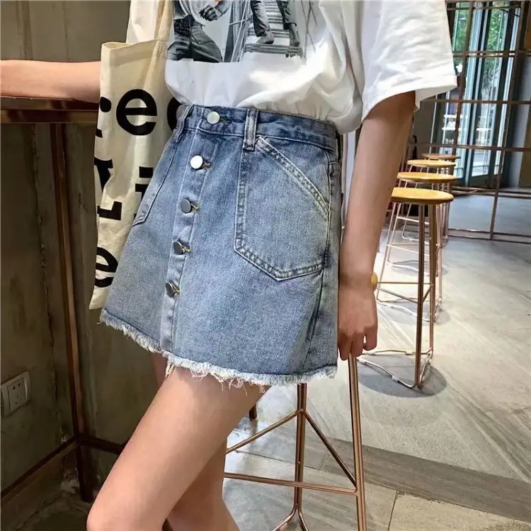 Women High Waist Denim A-Line Skirt Set — feature 12