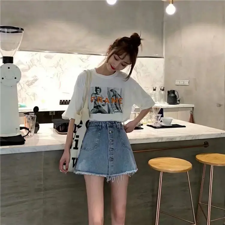 Women High Waist Denim A-Line Skirt Set — feature 13