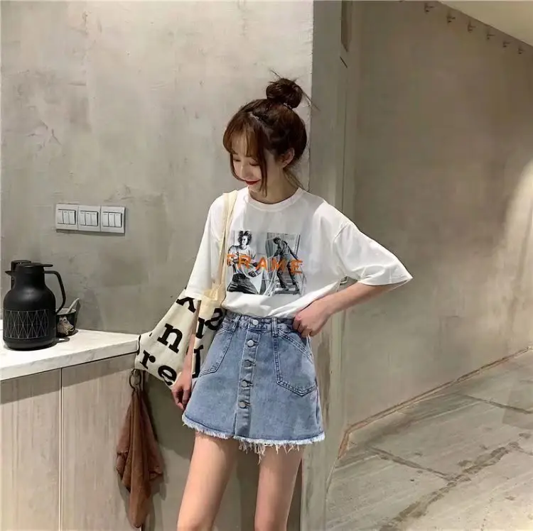 Women High Waist Denim A-Line Skirt Set — feature 14