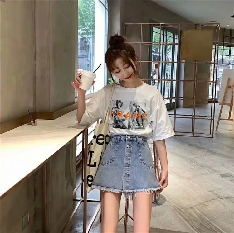 Women High Waist Denim A-Line Skirt Set — feature 15