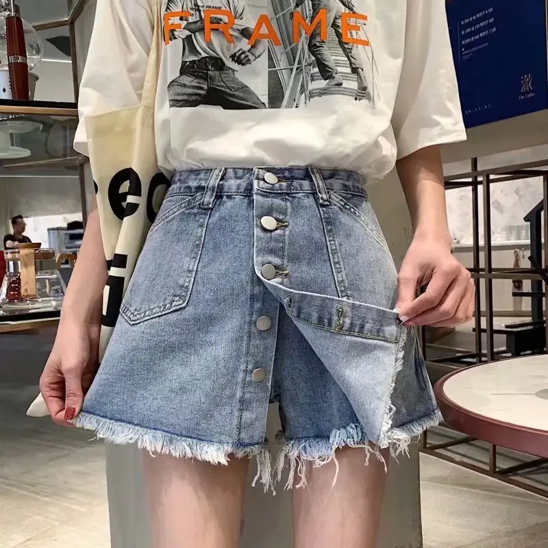 Women High Waist Denim A-Line Skirt Set — feature 16
