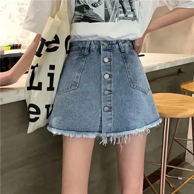 Women High Waist Denim A-Line Skirt Set — feature 17