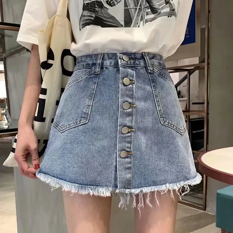 Women High Waist Denim A-Line Skirt Set — feature 20