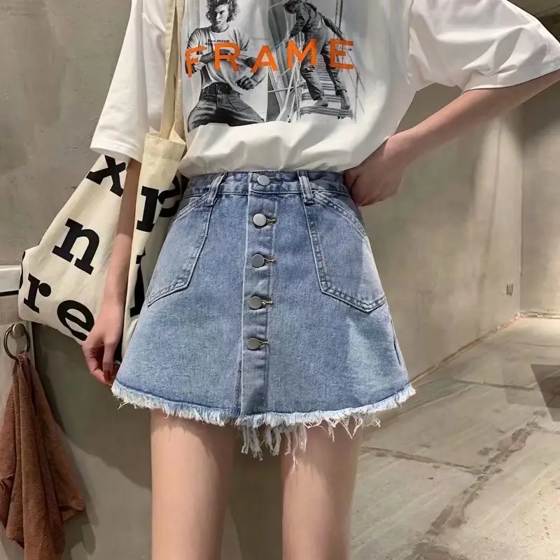 Women High Waist Denim A-Line Skirt Set — feature 3