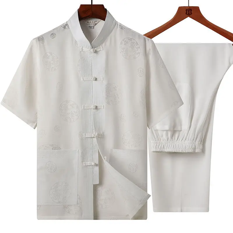 Light Blue Linen Taiji Suit for Men Morning Exercise - Image 10